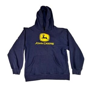 John Deere Boys XLarge (14-16) Black Hoodie Long Sleeve Front Pocket Logo XL